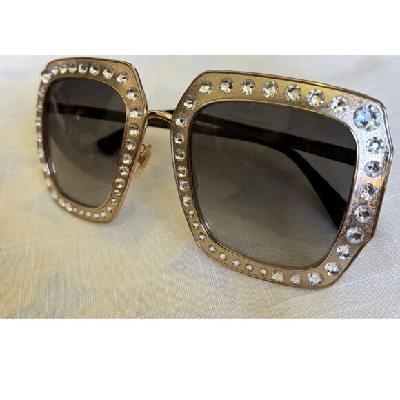 Authentic Gucci Crystal Studded Square Sunglasses GG0114S Made in Italy